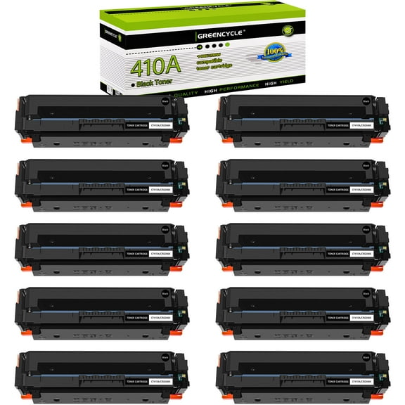 greencycle 10 Pack Compatible Toner Cartridge Replacement for HP 410A CF410A Black Toner use in Color LaserJet Pro M477fdn M477fdw M477fnw M452dn M452dw M452nw Printer