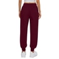 thumbnail image 4 of Sweatpants Women Solid Color Cinch Bottom Sweatpants Low Rise Drawstring Athletic Joggers Lounge Pants with Pockets Wine L, 4 of 4