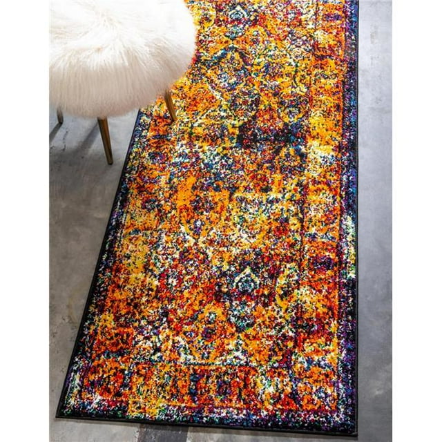 Unique Loom 3142394 2 ft. 7 in. x 10 ft. Basilica Rosso Runner Rug, Orange
