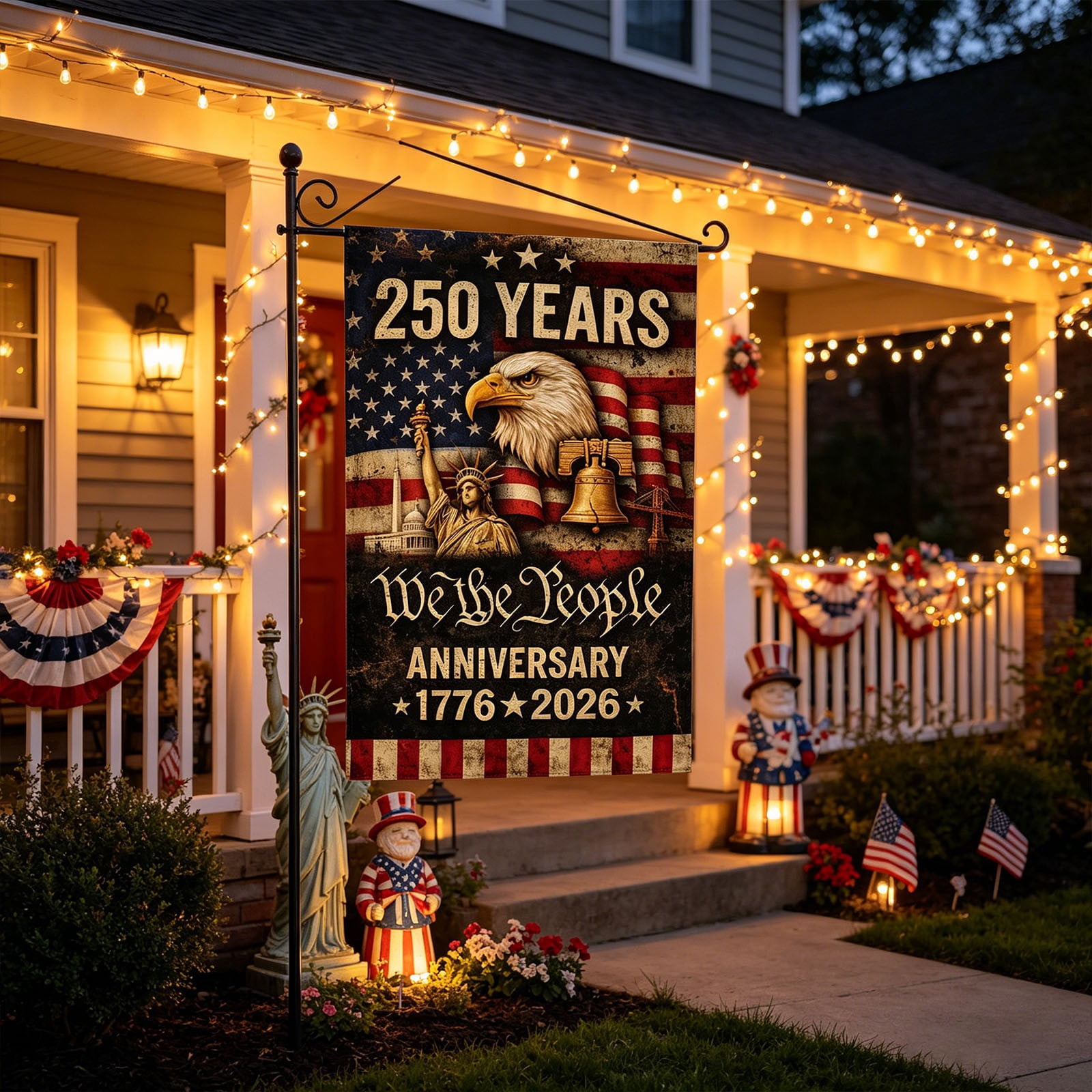 Win s Way USA 250th Anniversary Flag, Double Sided Outdoor Patriotic Decor, 12x18