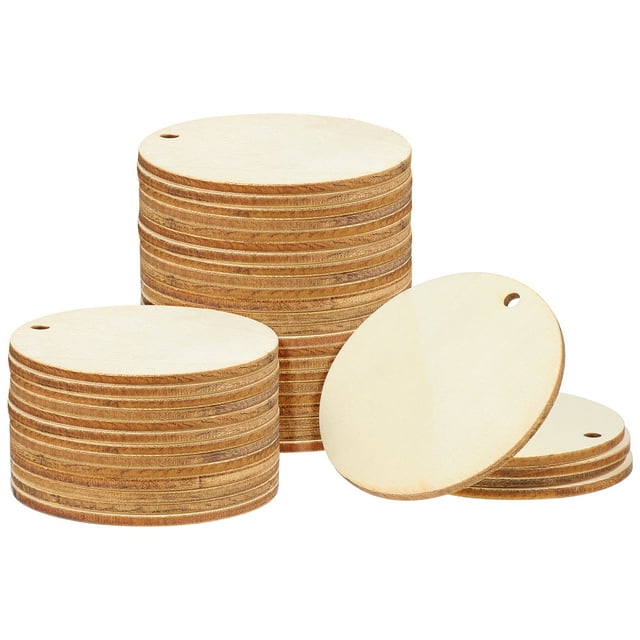 MasteelfCA 50 Pcs Copeaux de Bois Ronds Ornements en Bois Ronds pour Bricolage