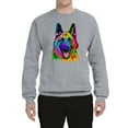 thumbnail image 2 of Wild Bobby, Colorful Happy German Shepherd Dog Animal Lover Unisex Crewneck Graphic Sweatshirt, Heather Grey, Medium, 2 of 3
