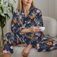 thumbnail image 4 of Goofa Hawaiian Style Printed Women’s 2 Piece Pajama Set Super,Pajamas Women's Long Sleeve Sleepwear Soft Button Down Loungewear Pjs Lounge Set Nightwear-XX-Large, 4 of 9