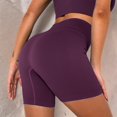 thumbnail image 5 of Women's High-Waisted Seamless Biker Shorts Ribbed Compression Yoga Workout Shorts for Fitness and Running- Medium, Purple, 5 of 6