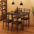 thumbnail image 3 of Ourlova 5 Piece Dining Table Set, Modern & Retro Kitchen Table Furniture for Dining Room, Compact Space-Saving Table Set, Metal Frame Wood Tabletop, 4 Upholstered Pu Chairs, 3 of 5