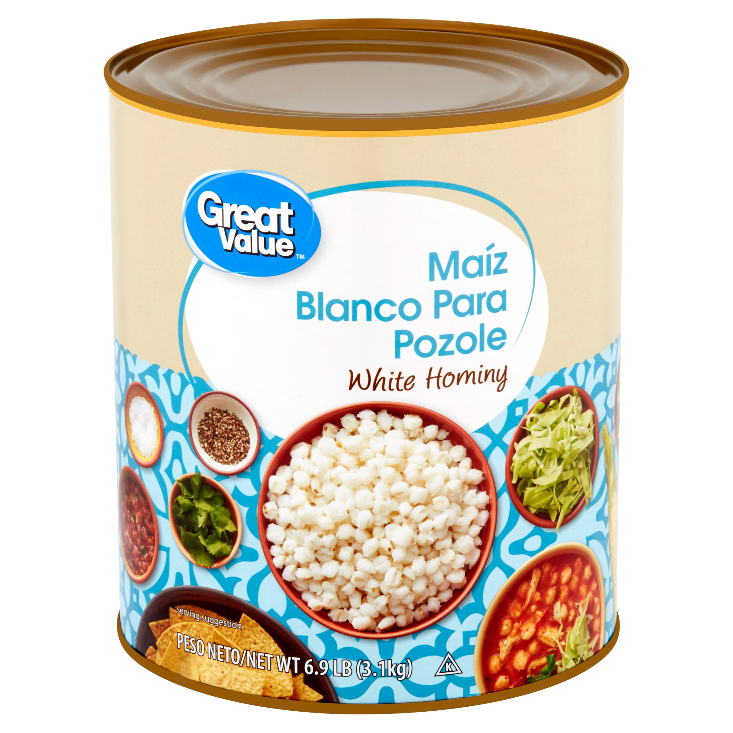 Great Value White Hominy, 110.4 Oz