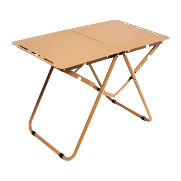 Mesas plegables con orificio lateral, mesa portátil resistente para exteriores, para viajes a la playa y cenar Marrón
