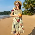 thumbnail image 4 of Disketp Wine para Vestido de Manga Corta para Mujeres, Vestidos de Verano para Mujeres, Casual y Holgado para la Playa, 4 of 6