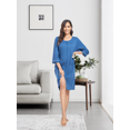 thumbnail image 4 of MAYFISH Women 100% Cotton Robe Summer Short Sleeve Zip Front Robes Soft Knit Lightweight Bathrobe 1Piece(Blue,2XL), 4 of 7
