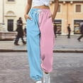 thumbnail image 2 of Baberdicy Sweatpants Women Fashion Women's Loose Breathable Color Blocking Gradient Casual Pants Side Pockets Leg Opening Drawstring Seasonal Casual Pants Sweatpants D-Pink, 2 of 4