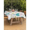thumbnail image 4 of 60x120 Inch Outdoor Tablecloth with Umbrella Hole Zipper Rectangle Turquoise Hearts Rectangular Tablecloths Waterproof Modern Three-Leaves Colorful Polka Dots Patio Table Cloth Cover for Picnic, 4 of 8