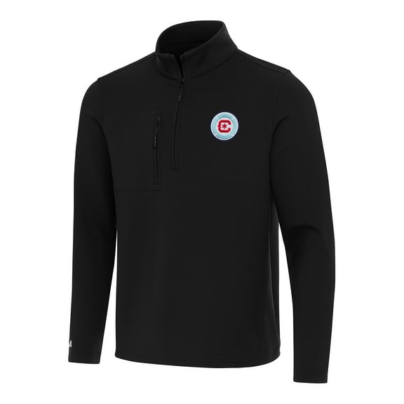 Men's Antigua Black Chicago Fire Insider Quarter-Zip Jacket