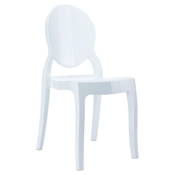Luxury Commercial Living 25" White Glossy Stackable Outdoor Patio Kids Armless Chair