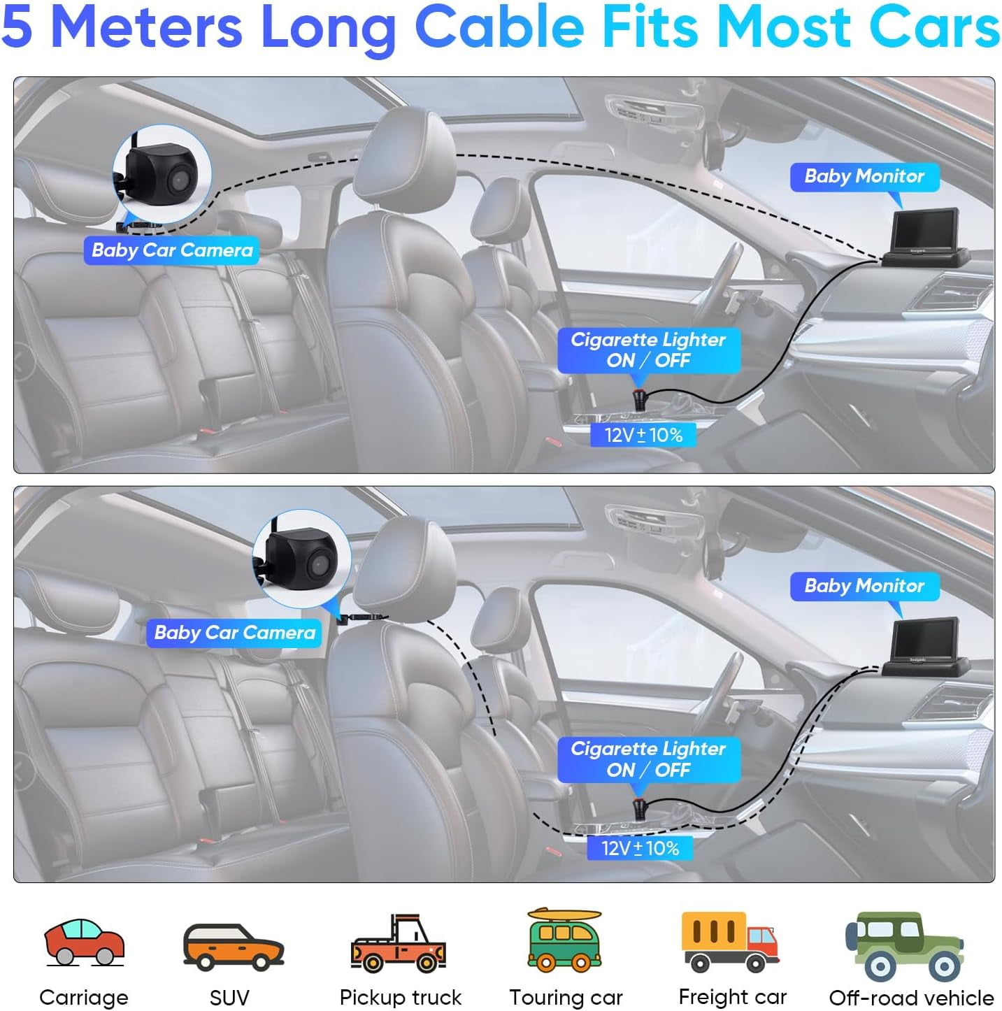 Baby Car Camera 8LED Monitor Night Vision Recording Car Seat