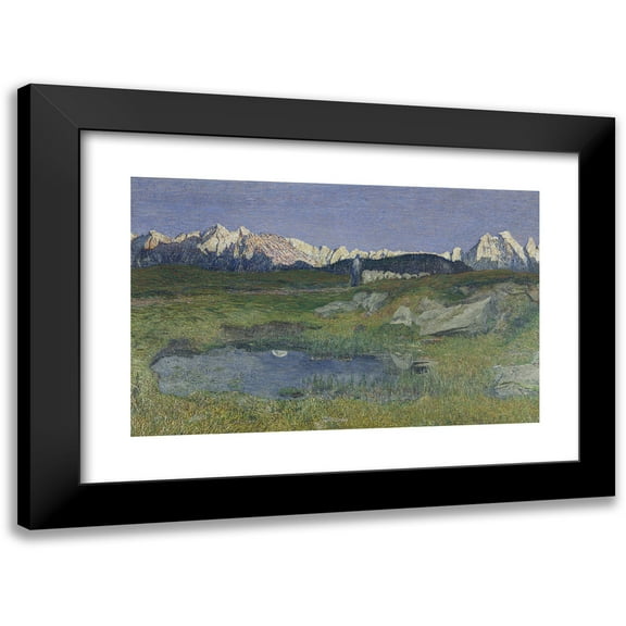 Giovanni Segantini 14x11 Black Modern Framed Museum Art Print Titled - Alpine Landscape at Sunset (1895 - 1898)