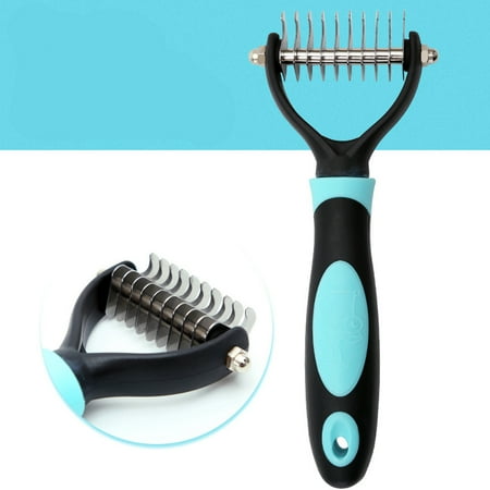 Undercoat Rake, Dematting Comb Grooming Rake Tool for Dogs/Cats, Grooming Comb with Round Blades, Brush Easily Removes, Gentle Massaging Rake for All Hair Types & Breeds, Shinier Coat, (Best Way To Remove Dog Hair From Carpet)