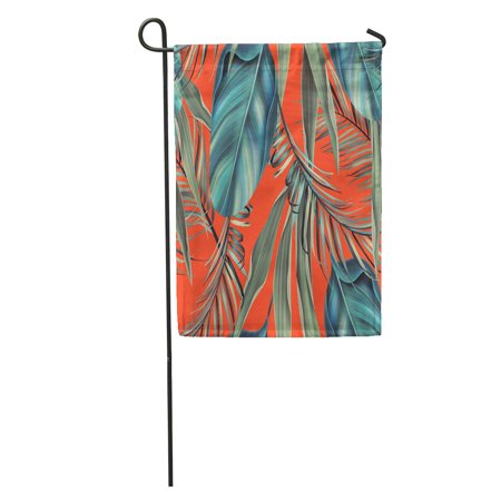 SIDONKU Colorful Tropical Flower Plant and Leaf Pattern Retro Botanical Green Garden Flag Decorative Flag House Banner 28x40 inch