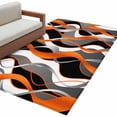 thumbnail image 2 of 3x5 Area Rugs, Abstract Stripes Non-Skid Rubber Backing Large Rectangle Rugs - Living Room Bedroom Home Office, Retro Modern Orange Black Gray Lines Indoor Floor Mat Carpets Washable Rug, 2 of 9