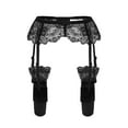 thumbnail image 4 of TEVEQ Women's Lace Thigh High Stockings with Garter Suspender Tight Pantyhose Women's Lace Embroidery See Through Garter Belt with Stockings Black L, 4 of 9