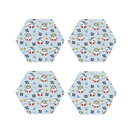 

Tideii Swimming Shark for Leather Coasters 4 Pieces Anti-fouling and Anti-scalding Decorative Coasters Suitable for Restaurants Kitchens Coffee Shops-Hexagon