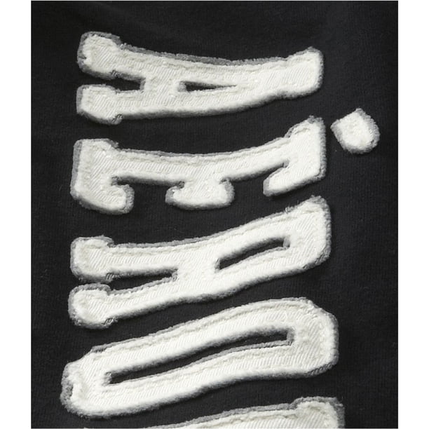 Aeropostale Mens Vertical 1987 New York Embellecido Camiseta, Negro, Grande Aeropostale Camiseta adornada