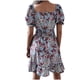 thumbnail image 4 of Moda mujer otoño e invierno sexy o-cuello cintura floral plisado vestido Fridja  qw704, 4 of 5