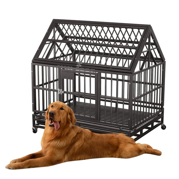 Ainfox 42 inch Heavy Duty Dog Crate, Indestructible Dog Crates for