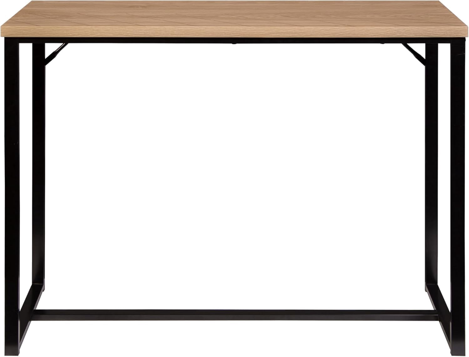 Bali Coastal Modern Console Table Natural Wood Top with Black Metal Legs