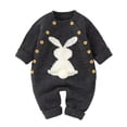 thumbnail image 2 of ZHOGXU Baby Girls Boys Knit Sweater Romper Long Sleeve Round Neck Easterr Bunny Design Comfortable Warm Soft Jumpsuit For Daily Wear,Grey,0-3 Months, 2 of 8