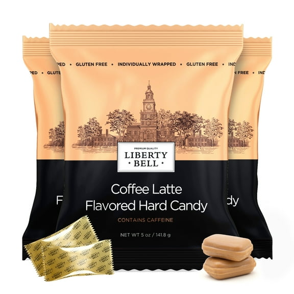 Liberty Bell Coffee Latte Flavored Caffeinated Individually Wrapped Hard Candy, 5 Ounce Bag (3 Count)