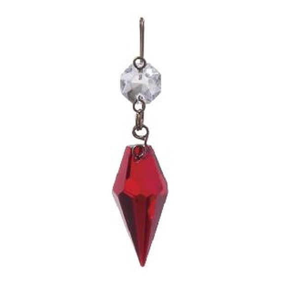 B&P Lamp® 1 3/16 Inch Ruby Glass Crystal Chandelier Light Replacement Pendant Prism with Clear Top Bead