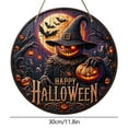 thumbnail image 3 of BNNG Halloween Decorations Halloween Wreath Cute Ghost Pumpkin Bat Front Door Decorations Hanging Sign Wooden Front Door Hanger for Wall Indoor Home Decor, 12 inches, 3 of 6