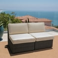 thumbnail image 3 of Felicity Outdoor Wicker Armless Chairs with Cushions, Set of 2, Dark Brown and Beige, 3 of 7