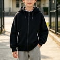 thumbnail image 2 of Besolor Child Boys Zip up Hoodies Long Sleeve Sweatshirts with Pockets Fall Winter Casual Warm Outdoor Coat Jackets(10-11 Years,Black), 2 of 6