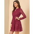 thumbnail image 2 of INSPIRE CHIC Robe Évasée Métallique Brillante Col en V pour Femmes, 2 of 6