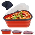 thumbnail image 1 of Reusable expandable pizza storage container with 5 microwaveable heating trays, adjustable silicone pizza box, space saving and leftover pizza slice container, microwave and dishwasher safe., 1 of 6