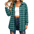 thumbnail image 4 of Tsivenald Womens Plaid Flannel Shirts Casual Roll up Long Sleeve Boyfriend Button Down Checkered Shirt, 4 of 7