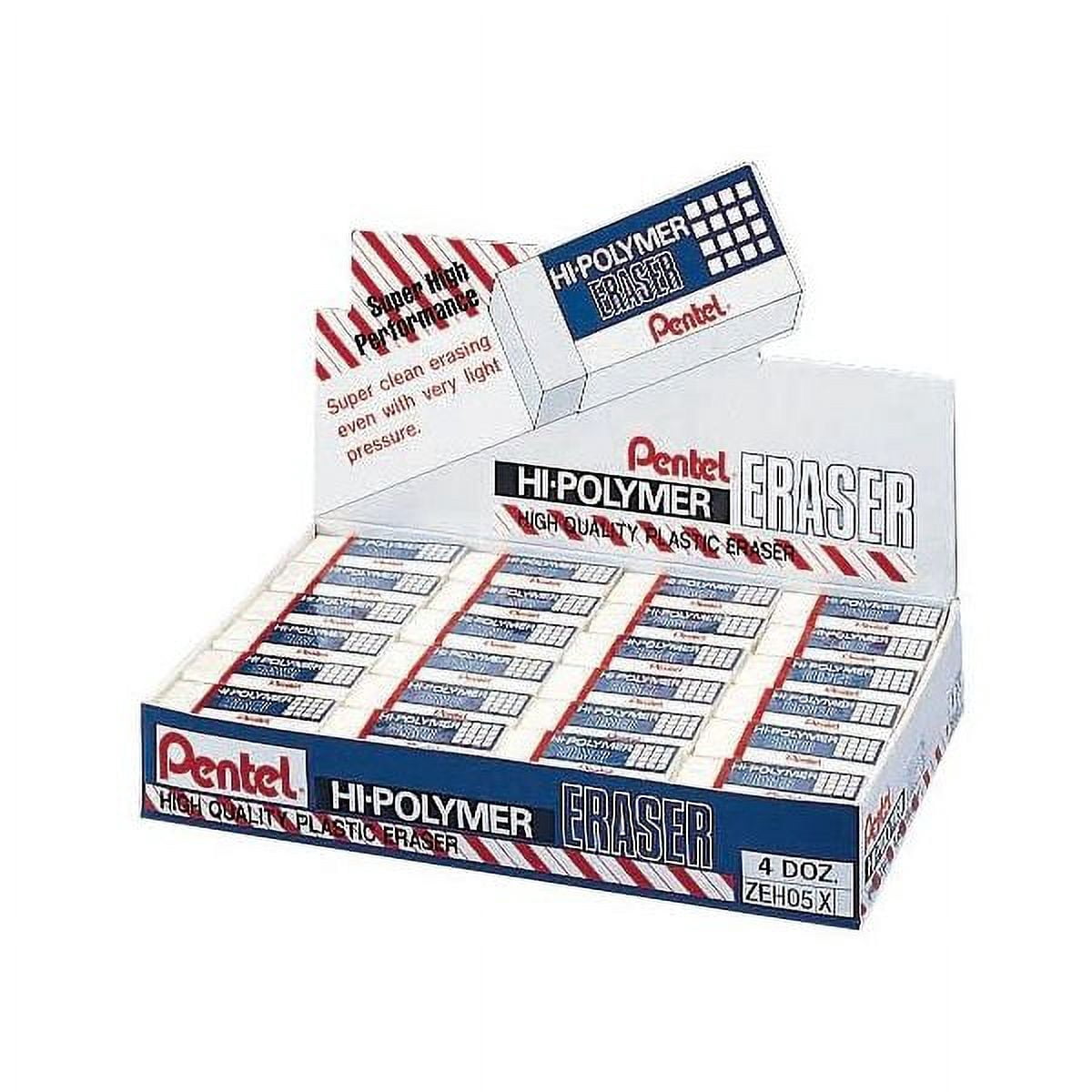 Pentel Hi-Polymer Block Eraser, Small, White, Pack of 48