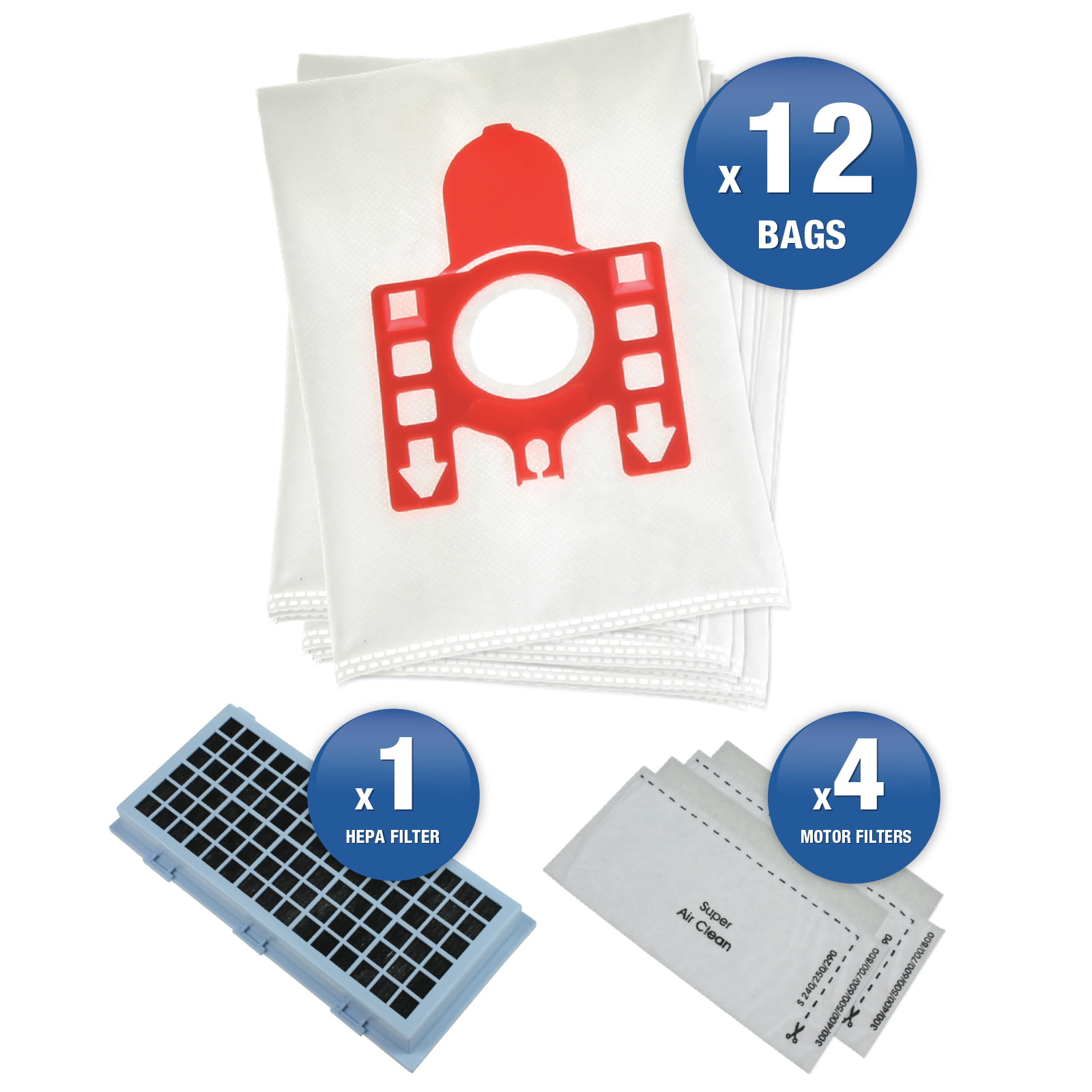 QPro by Masterpart Microfibre Vacuum Cleaner Dust Bags Compatiable with Miele Type GN. Fits Models Complete C2, Complete C3, Classic C1, S8, S5, S2