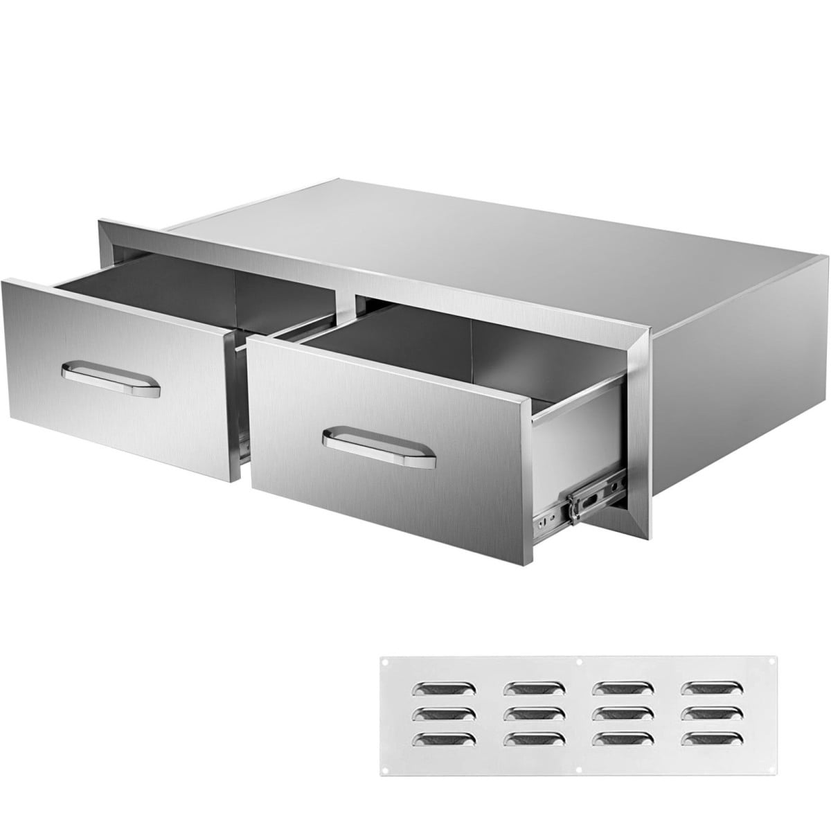 Outdoor Kitchen Drawers 29.5"W x 10"H x 19.7"D, Horizontal Double BBQ Access Drawers Stainless Steel with Handle, BBQ Island Drawers for Outdoor Kitchens or Patio Grill Station