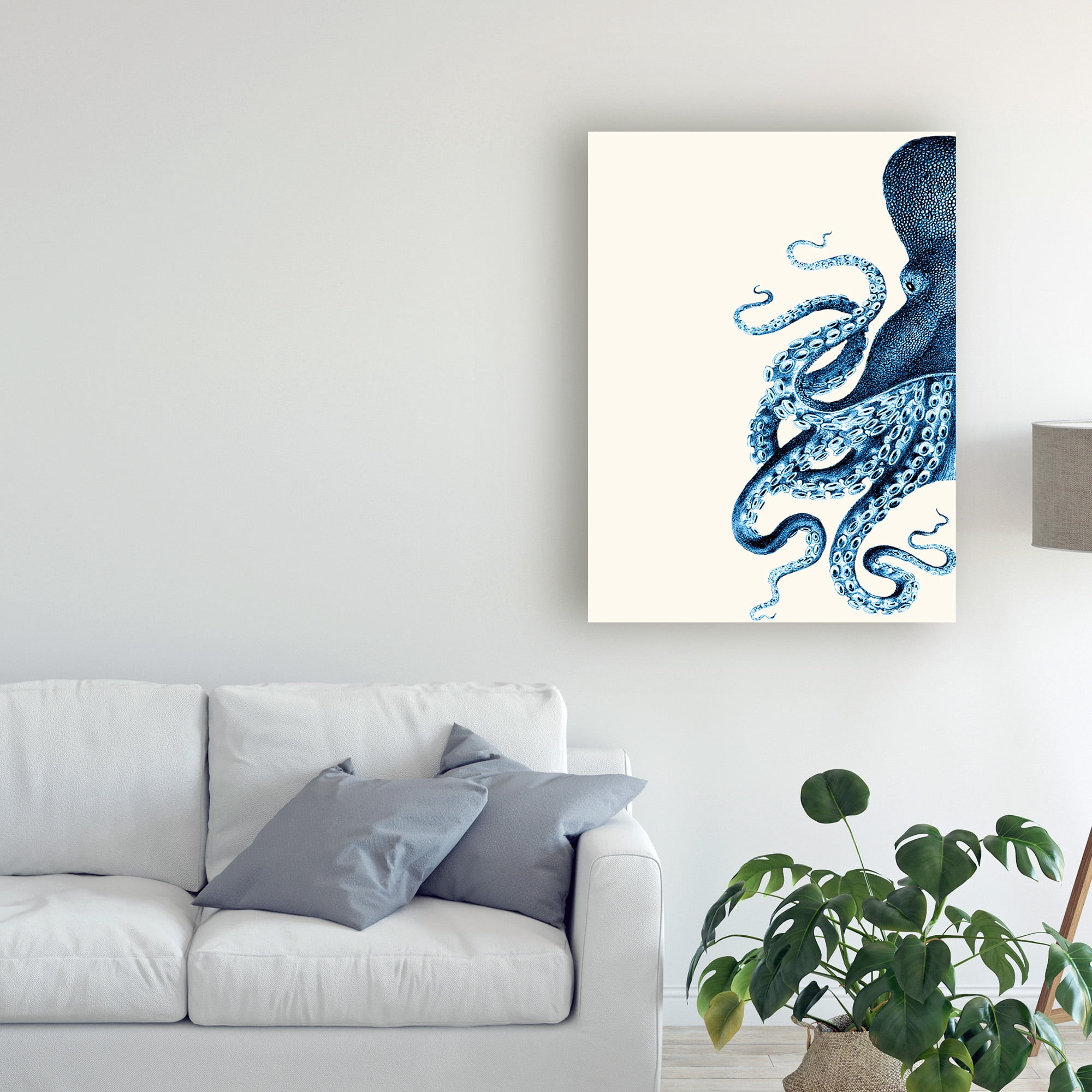 Trademark Fine Art 'Octopus Navy Blue And Cream A' Canvas Art by Fab Funky