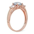 thumbnail image 2 of 1.5 ct Round Cut Natural Swiss Blue Topaz 3 Stone 18K Rose Gold Womens Engagement Ring, 2 of 3