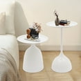 thumbnail image 3 of Round Side Table Set of 2, Metal Nesting Tables, Modern End Table Set with 16.9" & 23.6" Heights, Pedestal Coffee Table for Living Room Balcony Bedroom Office (White), 3 of 12