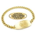 thumbnail image 1 of MedicEngraved Yellow Gold Stainless Steel Custom Medical Alert Bracelet - 5mm Curb Link, 1 of 7