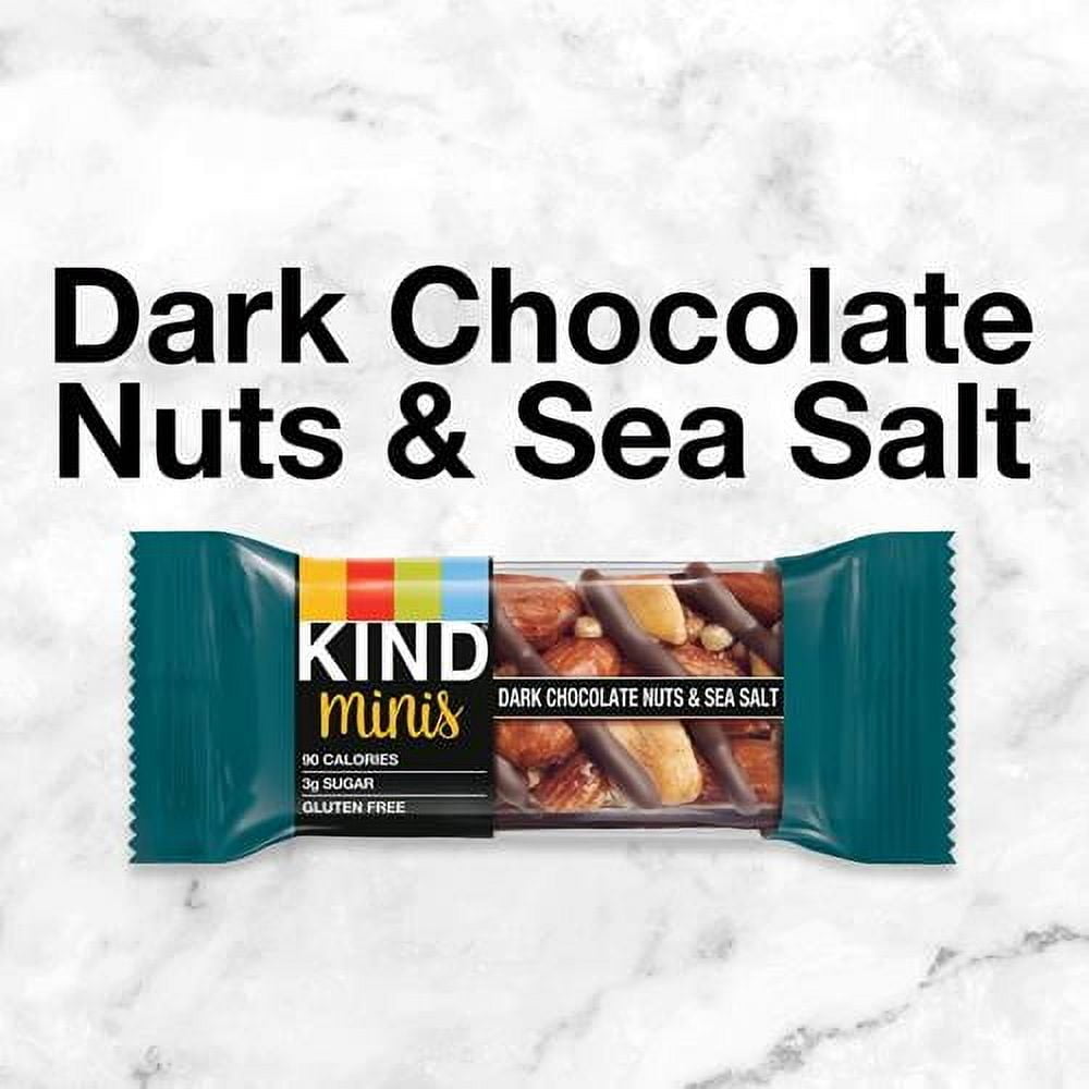 Kind Minis, Dark Chocolate Nuts & Sea Salt, Healthy Snacks, Gluten Free, Low Calorie Snacks, Low Sugar, 10 Count - Pack of 2
