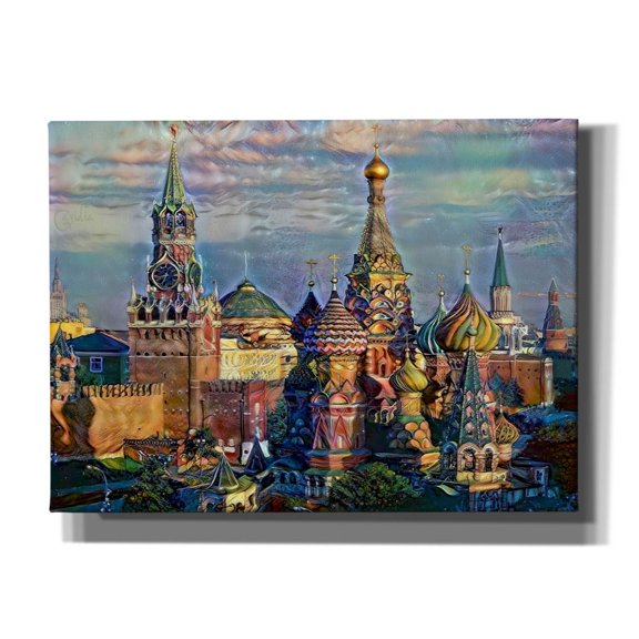 Epic Graffiti 'Moscow Russia Domes And Peaks' by Pedro Gavidia, Canvas Wall Art, 54"x40"