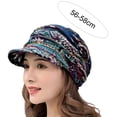 thumbnail image 3 of Meidiya Short Brim Women Cap Warm Foldable Earflap Ethnic Style Floral Print Autumn Winter Hat Daily Clothing, 3 of 3