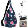 thumbnail image 2 of HAWEE Mini Sport Backpack Sling Chest Bag for Travel, Commuting and Hiking, Pink Flower, 2 of 7