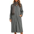 thumbnail image 6 of Women Hooded Zipper Robe Plus Size Zipper Front Housecoat with Pockets Zip Up Loungewear Long Bathrobe Gray XL(XL), 6 of 8