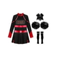 thumbnail image 3 of iiniim Enfants Filles Halloween Pom-Pom Girl Costume Carnaval Cheerleading Robe de Danse Uniformes Tenues Rouge&Noir 6, 3 of 5